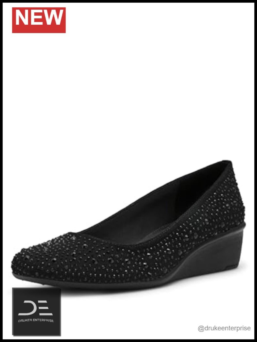 Women's Wisher Closed Toe Comfortable Slip-on Business Casual Pump with Crystal